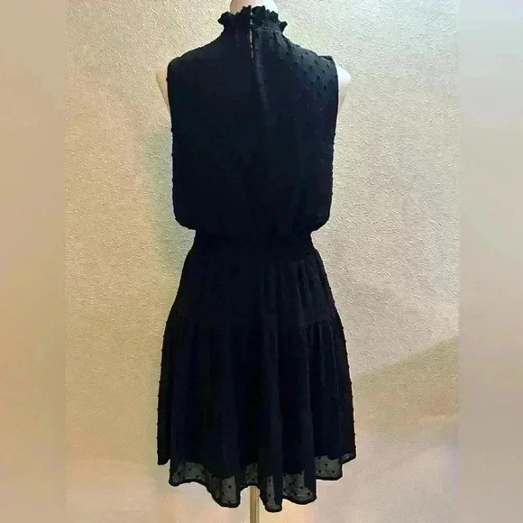 Sweet Wanderer Black Midi Ruffle Elastic Waist Sleeveless Dress Size Medium - Picture 4 of 5